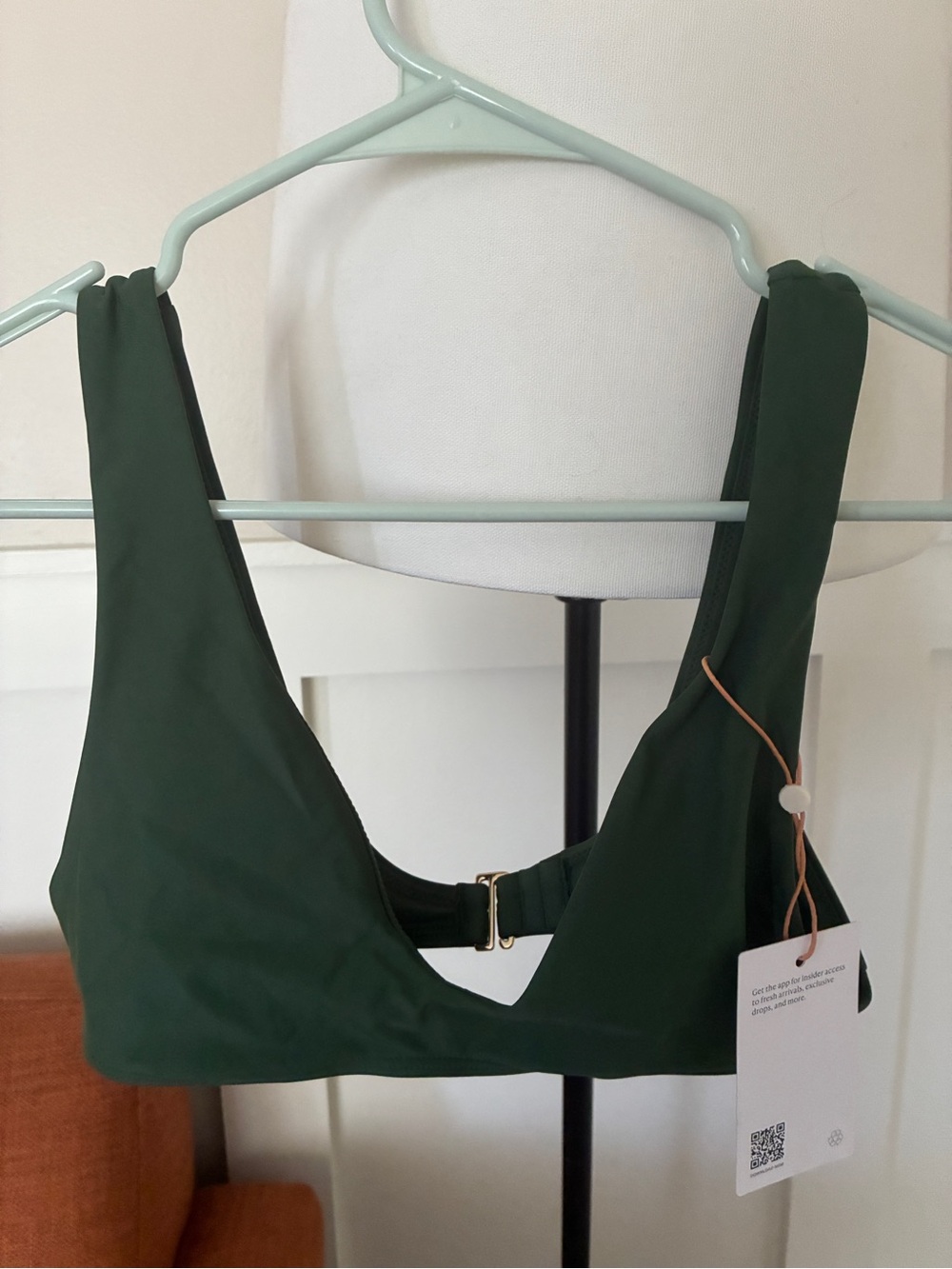 Quince Forest Green Italian Plunge Bikini Top
